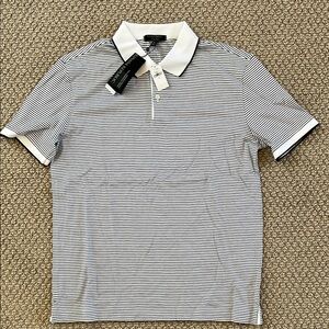 Banana Republic Black and White Polo Shirt with Classic Stripes